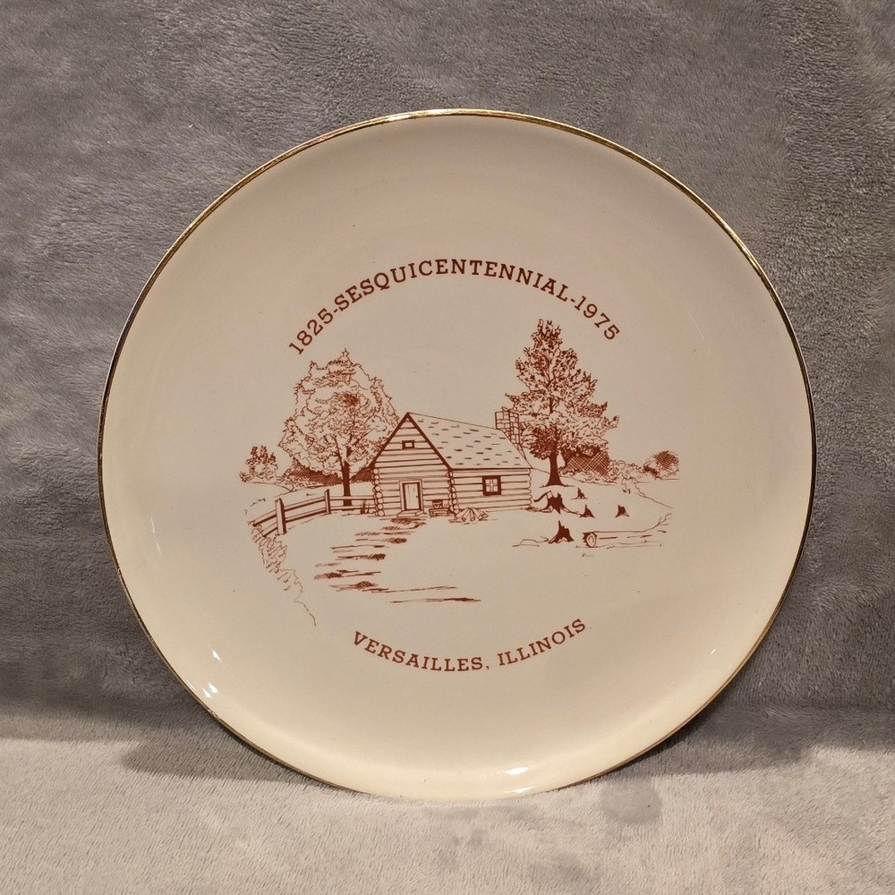 Vintage Versailles Illinois 1825-1975 Sesquicentennial Commemorative Plate 9.25"